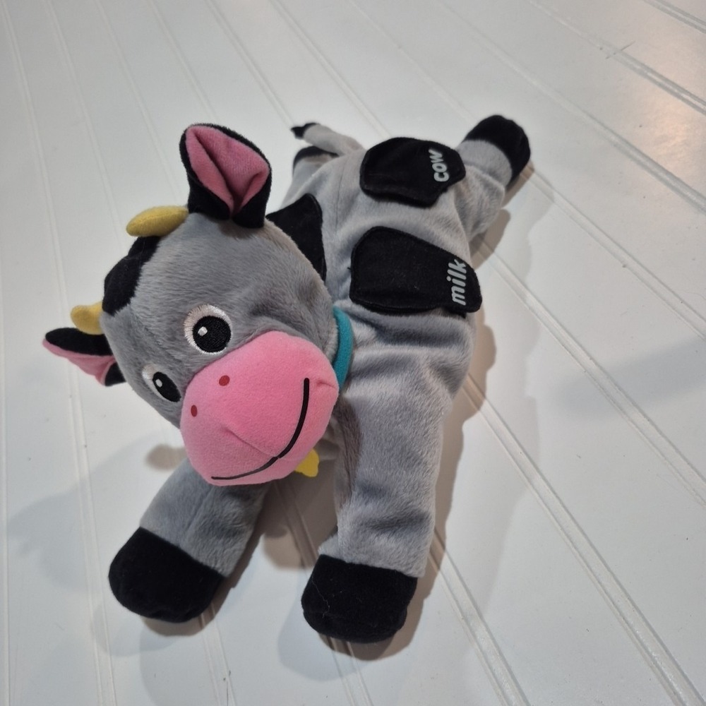 Baby Einstein Discovery Friends Cow Grey Black Flaps Plush Hard To Find *READ*